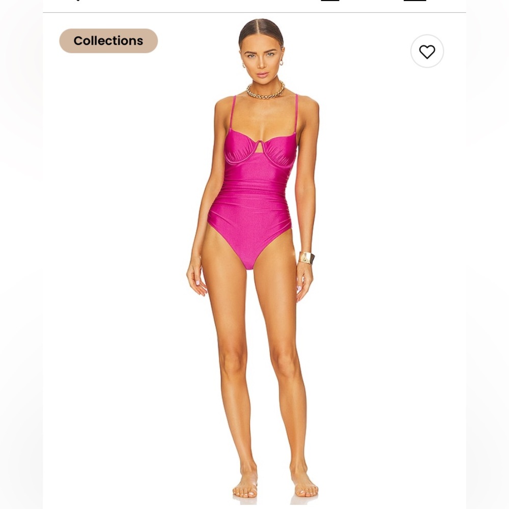 Simkhai Ruched Pink One Piece Underwire Swimsuit